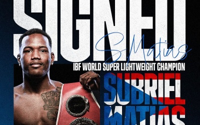 IBF wiki super-lightweight champ Subriel Matias signs co-promotional deal with Matchroom and Fresh Productions boxrec next fight date time tv channel DAZN world rankings ratings