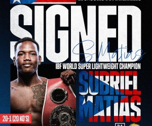 IBF wiki super-lightweight champ Subriel Matias signs co-promotional deal with Matchroom and Fresh Productions boxrec next fight date time tv channel DAZN world rankings ratings