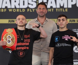 IBF World flyweight champion Sunny Edwards doesn't believe Andres Campos is worthy of sharing the ring with him final press conference quotes charlie next fight dazn eddie hearn alfie sharman who is