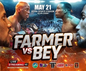 Former world champions Mickey Bey and Tevin Farmer square off in historic fight on May 21 in Ghana accra ppv oddschecker fight time date tv channel boxrec predictions betting odds how to watch