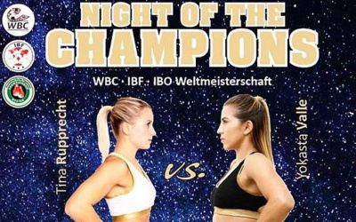 Tina Rupprecht (10-0-1, 3 Ko’s) from Germany, will defend her title against IBF champion, Costa Rican Yokasta Valle