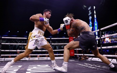 Tommy Fury survives knockdown to decision Jake Paul in Diriyah rematch watch next fight date time bt sport youtube points compubox punches landed father dad john fury boxrec wbc title top 40