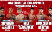 Full capacity permitted for Top Rank’s June events at Virgin Hotels Las Vegas Shakur Stevenson-Jeremiah Nakathila June 12 Naoya Inoue vs Michael Dasmarinas 19 Vasiliy Lomachenko Masayoshi Nakatani 26 headline ESPN