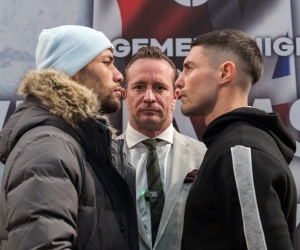 Troy Williamson and Josh Kelly argue at the press conference ahead of their British title showdown boxrec kalle sauerland adam booth boxer trainer sunderland super-welterweight division list ranking