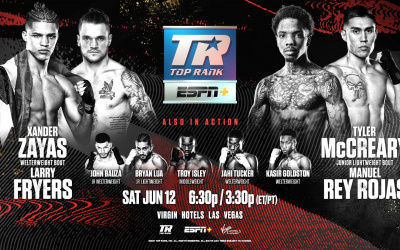 Tyler McCreary vs Manuel Rey Rojas and Xander Zayas vs Larry Fryers added to Stevenson-Nakathila undercard espn+ how to watch what time start ringwalks