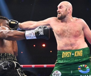 Tyson Fury promises Francis Ngannou a rematch andy lee saudi arabia riyadh fight highlights round three third 3rd knockdown scorecards punch stats compubox scores
