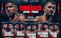 Anthony Joshua vs Kristian Prenga full undercard announced featuring two world title fights Hamzah Sheeraz Simon Zachenhuber josh kelly Caoimhin Agyarko boxrec wiki july 25 saudi arabia
