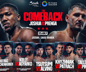 Anthony Joshua vs Kristian Prenga full undercard announced featuring two world title fights Hamzah Sheeraz Simon Zachenhuber josh kelly Caoimhin Agyarko boxrec wiki july 25 saudi arabia