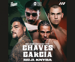 Title fight announced on the Andy Ruiz Jr. vs Damian Knyba undercard Alan Chaves will defend his WBO Latino Lightweight title against Eridson Garcia boxrec fight time date tv channel how to watch what when bst uk time wiki