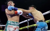 Angelo Leo captures IBF featherweight world title with stunning one-punch KO against Venado Lopez boxrec watch full fight highlights knockout left hook clip wiki