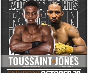 Wendy Haitian Fire Toussaint faces Jermone Quadruple J Jones Jr. for the WBA Continental USA super welterweight title rockin fights boxrec fight time date tickets how to watch tv channel oddschecker